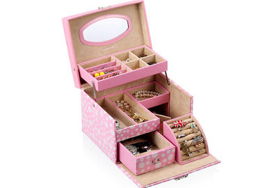 Waterproof patent leather display jewellery box with compartments , jewelry box for earrings