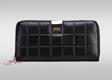 Long wallet with wrist strap , womens black wallet with phone and card pocket