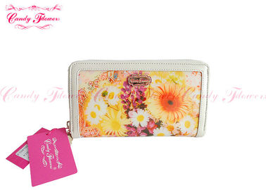 Yellow PVC Purse Floral Canvas Bag Daisy / Sun Flower Womens Card wallet